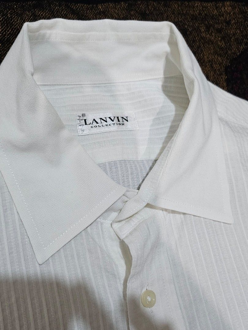 Lanvin Collection Textured Striped Long Sleeve Button-Down Shirt (Category: Formal Shirts) located in Candelaria. Submitted by bentablesetc (Listing ID 1471263797, Image 2). Description: Lanvin Collection Textured Striped Long Sleeve Button-Down Shirt 22 x 28.5 500 + sf MOP: Gcash Courier: J&t Loc: Candelaria Quezon.