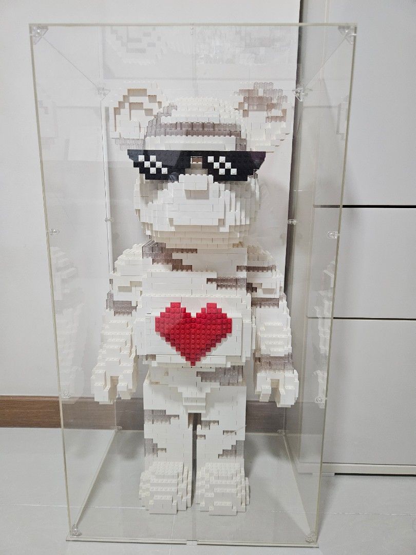 Progressive Brick Large Brick Bear Figurine with Thug Life Glasses and Acrylic Display ...