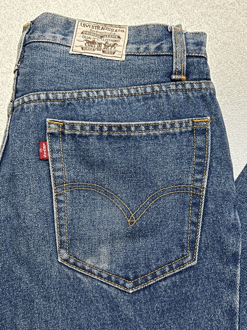 Levi Strauss & Co Blue Denim Jeans (Category: Jeans) located in Manila. Submitted by channyy_22 (Listing ID 1471270230, Image 1). Description: - Brand: Levi Strauss & Co. - Wash: Medium blue - Fit: Classic straight leg - Material: Sturdy, durable cotton denim - Features: Traditional five-pocket styling, zip fly, contrast golden stitching - Details: Iconic rear leather waist patch and signature red tab.