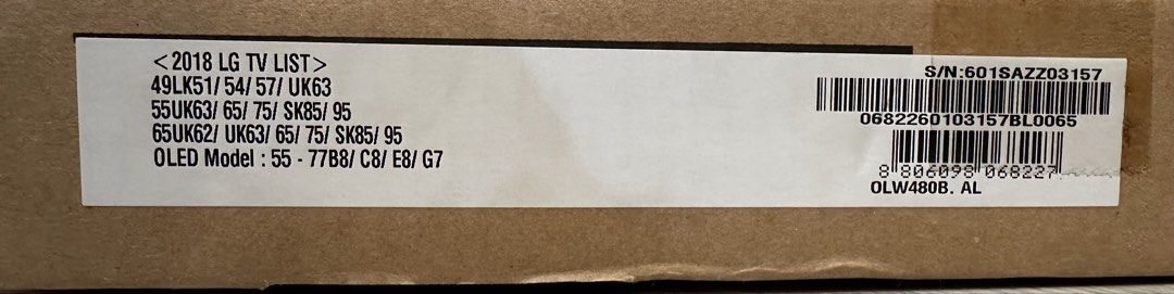 LG EZ Slim Wall Mount OLW480B (Category: TV Parts & Accessories) located in Pasig City. Submitted by bif.rst (Listing ID 1471171221, Image 2). Description: For Sale: LG EZ Slim Wall Mount OLW480B Product Description: EZ Slim Wall Mount for LG TVs (VESA - 300 X 300 / 300 X 200 / 400 X 200) ♦️ Compatible with the following 2026 TV’s: 55 G6 Series, 77/65/55/48/42 C6 Series, 77/65/55/48 B6 Series, 75/65/55 QNED84B Series, 65/55/50/43 QNED75B Series, 