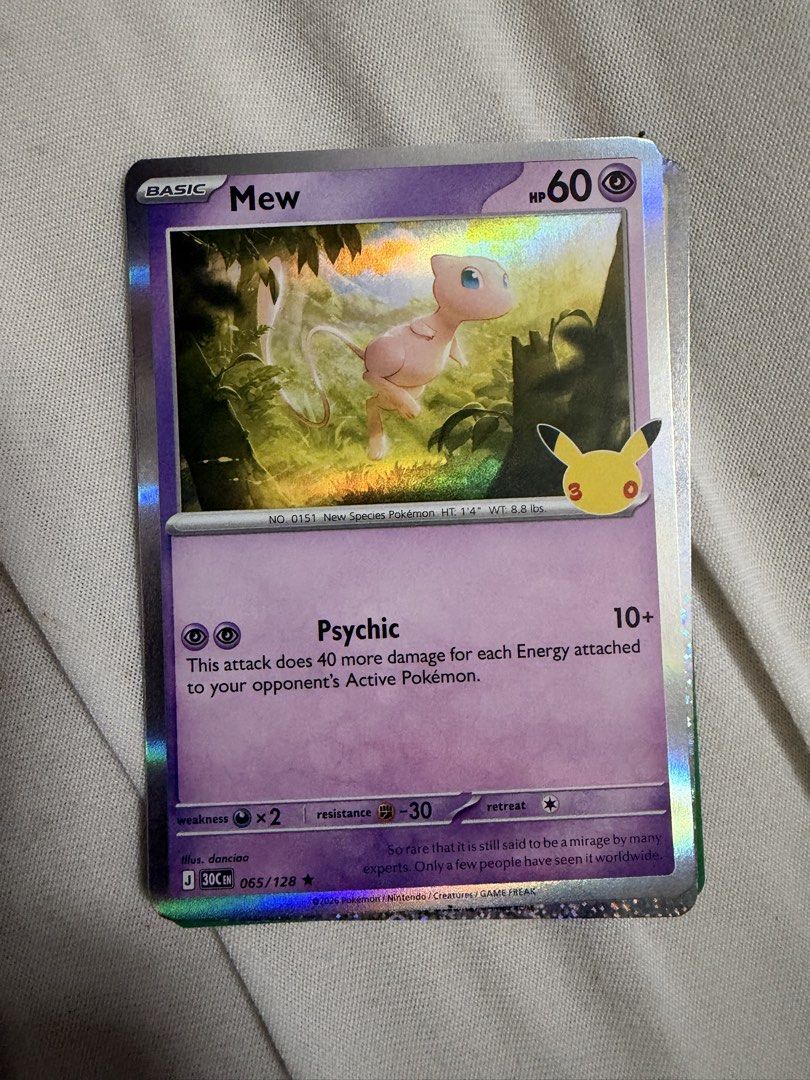 Mew (#065/128) Pokémon TCG 30th Celebration (Category: Raw Singles) located in Marikina City. Submitted by jpcollectiblesph (Listing ID 1471261860, Image 1). Description: .
