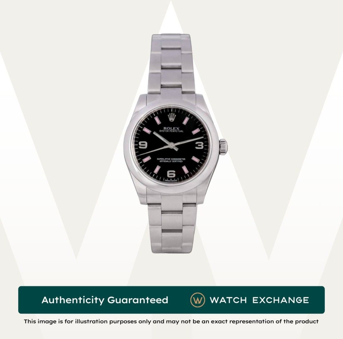 [Mint] Rolex Oyster Perpetual Oyster 177200 Black w Pink Index Dial Z29386 Feb 2012 (Category: Watches) located in Singapore. Submitted by watchexchange.sg (Listing ID 1471222641, Image 1). Description: [Mint] Rolex Oyster Perpetual Oyster 177200 Black w Pink Index Dial Z29386 Feb 2012 Price: $6,700 Brand: Rolex Model: 177200 Condition: Mint Dial: Black w Pink Index Case Diameter: 31mm Material: Stainless Steel Original Box: Yes Original Cert/Pap