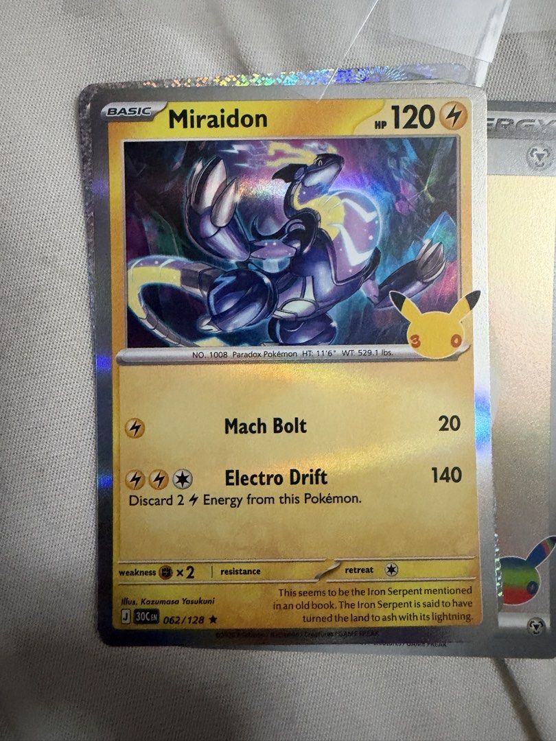 Miraidon (062/128) Pokemon 30th Celebration (Category: Raw Singles) located in Marikina City. Submitted by jpcollectiblesph (Listing ID 1471268664, Image 1). Description: .