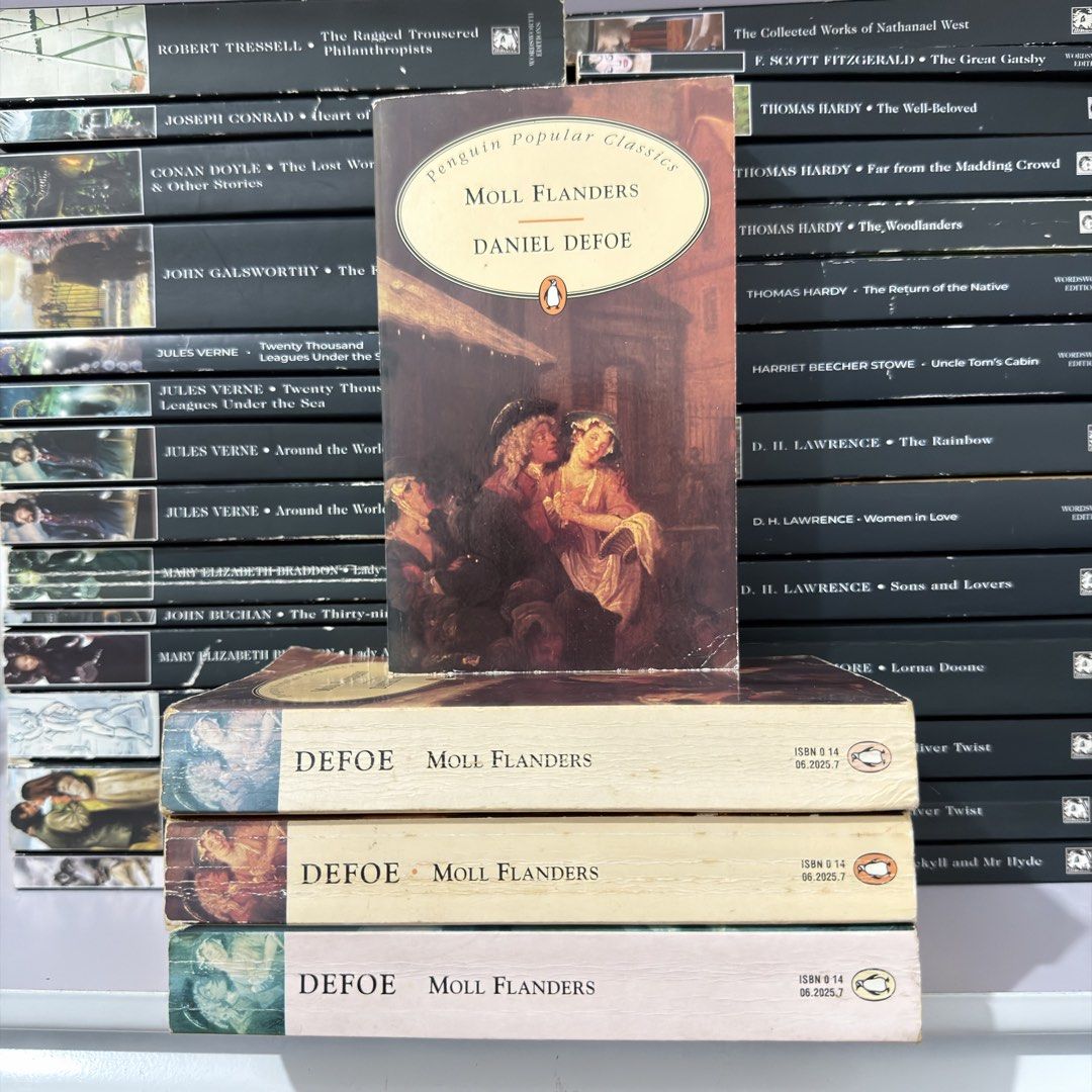 Moll Flanders by Daniel Defoe Penguin Popular Classics (Category: Storybooks) located in Lingayen. Submitted by readwjane (Listing ID 1471135860, Image 1). Description: - Title: Moll Flanders by Daniel Defoe - Edition: Penguin Popular Classics - Format: Paperback with vintage cover design - Condition: Good, with natural yellowing of pages from age - Availability: Multiple copies available - Ideal for: Literature fans and students.