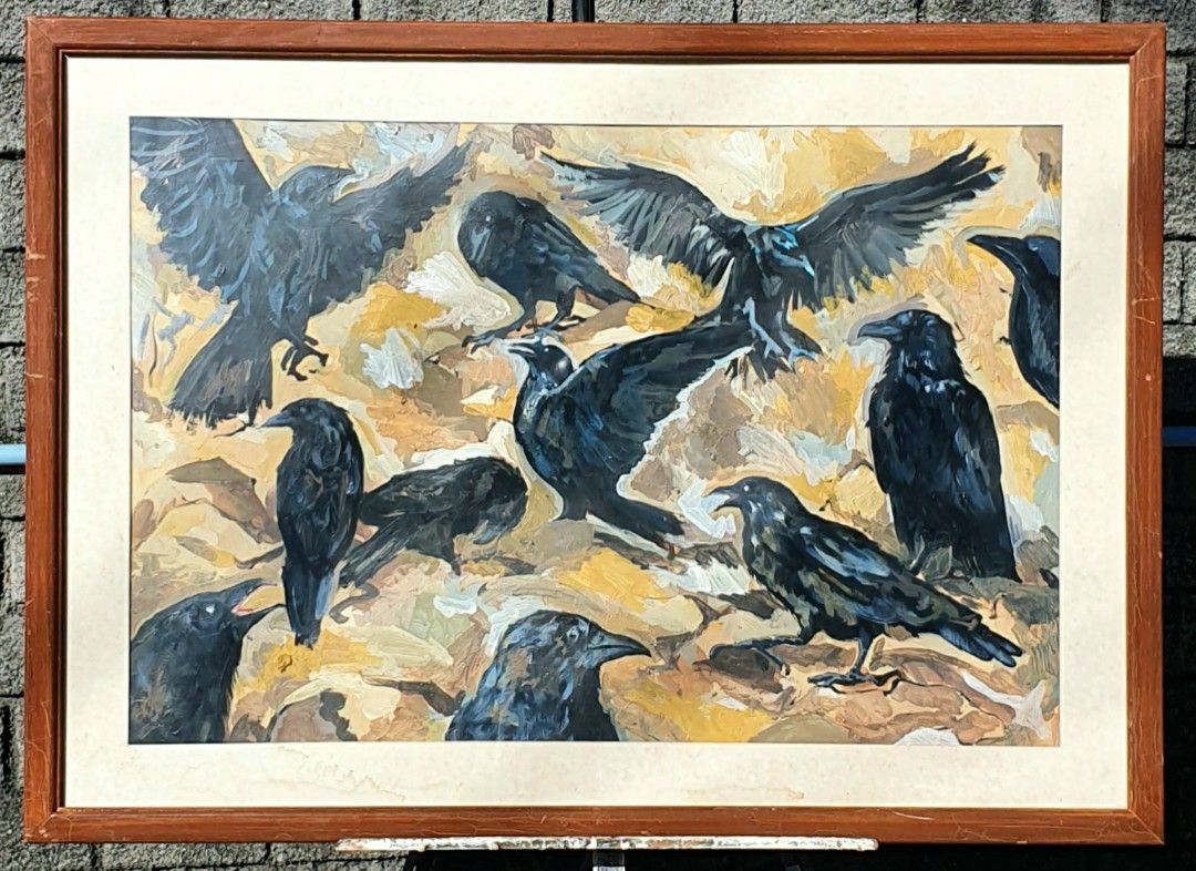 Murder of crows Artwork Painting (Category: Art & Prints) located in Paranaque City. Submitted by reveramundi (Listing ID 1471258179, Image 1). Description: New work based on a mental image of a murder of crows residing at Laiya Batangas. Framed with glass Murder of Crows Acrylic on Paper 75cm x 45cm (approx. 24x36") 2026 Buyer must shoulder shipping COA can be issued Slightly negotiable.