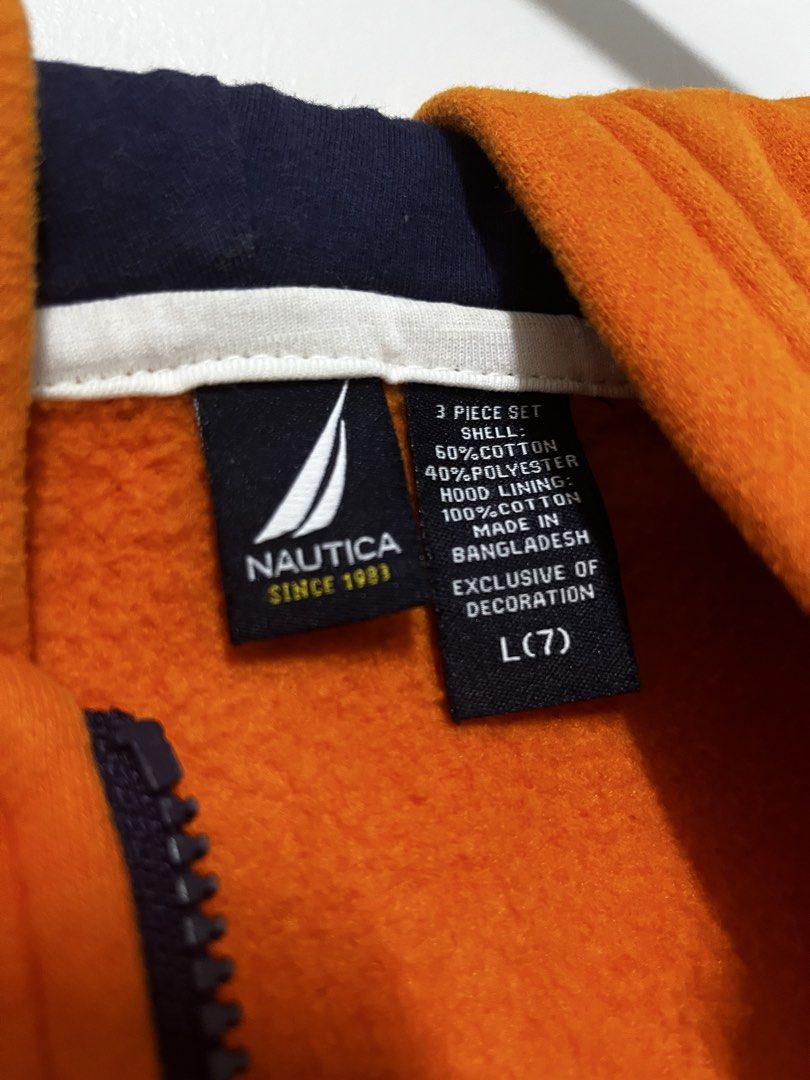 Nautica Orange Hoodie (Category: Babies & Kids Fashion) located in Rodriguez. Submitted by she_finds (Listing ID 1471197135, Image 3). Description: Size L (7) For 7-8yrs old.