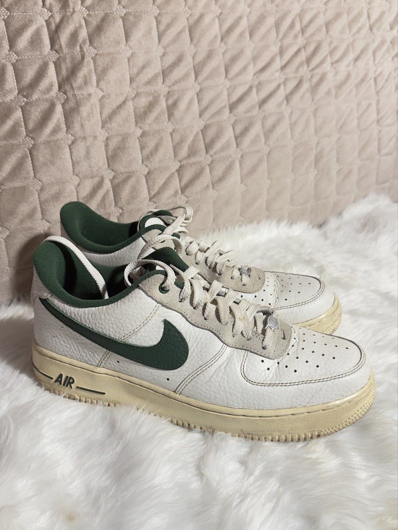 Nike Air Force 1 Low '07 LX Command Force Gorge Green (Category: Sneakers) located in Las Pinas. Submitted by sugaaarr (Listing ID 1471121251, Image 1). Description: - Model: Nike Air Force 1 Low - Colorway: White and Green (Style Code: DR0148-102) - Size: US 11 - Materials: Tumbled leather upper with suede eyestay overlays - Details: Dark green swoosh, inner lining, and clean laces - Aesthetic: Vintage look featuring an aged yellow midsole - Con