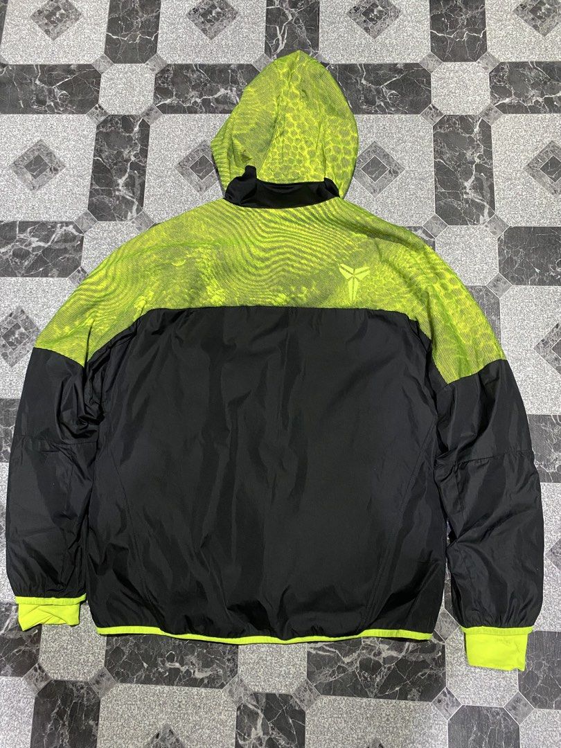 Nike Storm-Fit Full Zip Jacket (Category: Coats, Jackets and Outerwear) located in Baguio. Submitted by flynes (Listing ID 1471262843, Image 2). Description: - Brand: Nike Storm-FIT x Kobe Bryant - Color: Black with neon yellow accents - Size: Large (L-27”, w-22”, sleeves-23”) - Material: 100% Polyester (Made in Thailand) - Features: Full zip closure, secure zipped pockets, iconic Kobe logo on upper back - Condition: Like new.