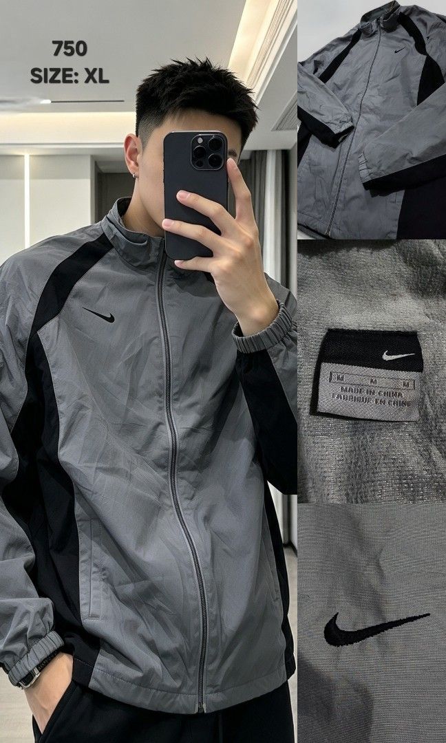 Nike Vintage Windbreaker Jacket (Category: Hoodies) located in Cavite. Submitted by behindourstyle (Listing ID 1471182429, Image 2). Description: 750 only 🔥 issue: need wash. tag fade on back only authentic Color rate: 9/10 size XL Imus cavite.