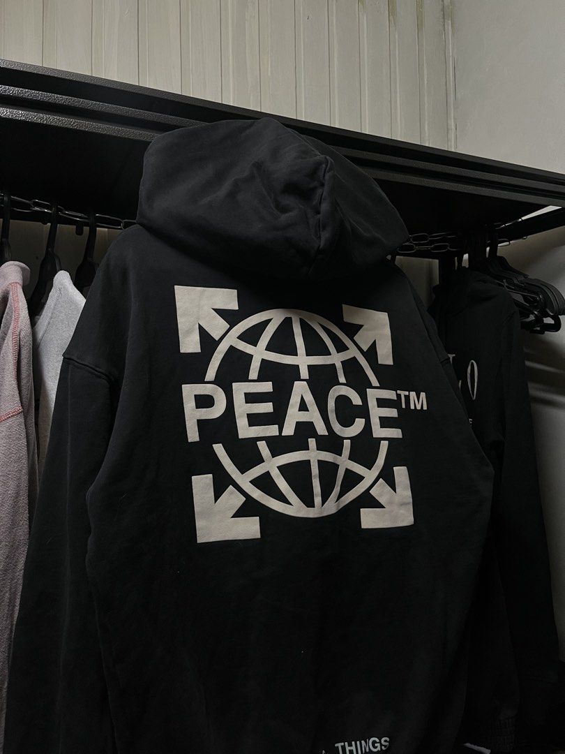 Off White Hoodie Peace Black (Category: Hoodies) located in Muntinlupa City. Submitted by ninenine.collective (Listing ID 1471123861, Image 2). Description: Off White Hoodie Peace Black - 23/27.