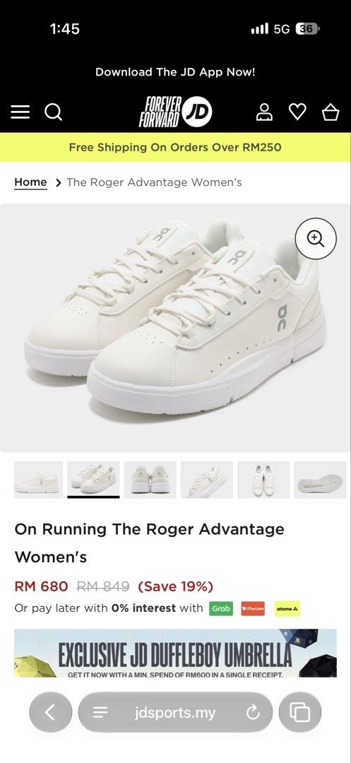 ON CLOUD Roger (Category: Sneakers) located in Kuala Lumpur. Submitted by shopaholicc97 (Listing ID 1471168821, Image 1). Description: Worn only once . Perfect condition .