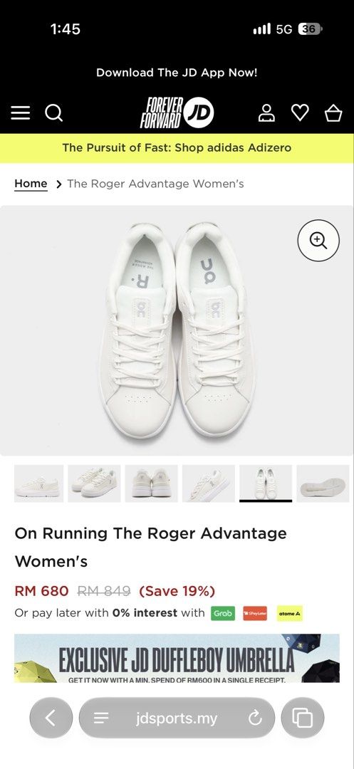 ON CLOUD Roger (Category: Sneakers) located in Kuala Lumpur. Submitted by shopaholicc97 (Listing ID 1471168821, Image 2). Description: Worn only once . Perfect condition .