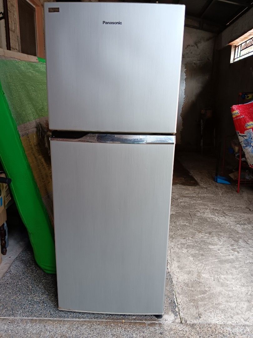 Panasonic Econavi Inverter Double Door Refrigerator (Category: Refrigerators and Freezers) located in Las Pinas. Submitted by jesus1smysavi0r (Listing ID 1471157321, Image 2). Description: - Brand: Panasonic - Type: Double door refrigerator with Econavi inverter technology - Color/Finish: Silver brushed metal - Efficiency: Energy-saving inverter compressor keeps food fresh - Condition: Clean interior compartments - Included: Original instruction 