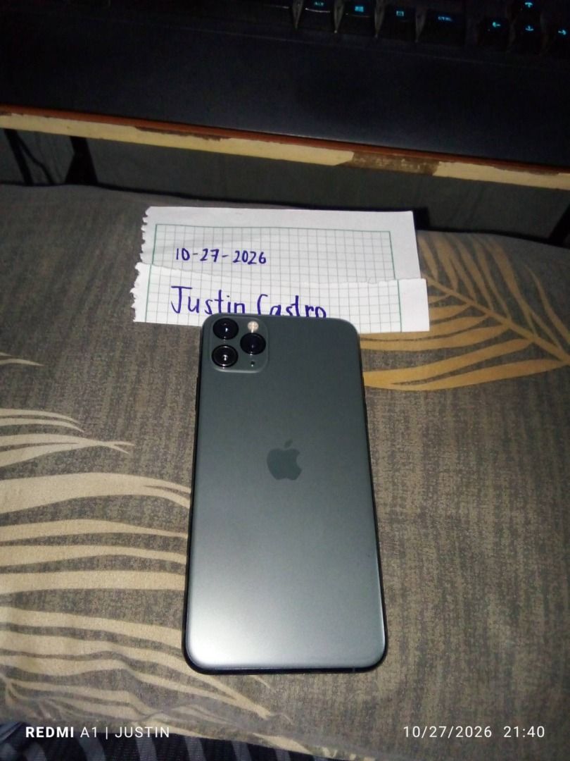 Parts out only for Iphone 11 pro max (Category: iPhone 11 Series) located in Caloocan City. Submitted by zealdolphin.65fd26 (Listing ID 1471181279, Image 2). Description: All parts are 100% Original Apple Parts (Pulled-out from iPhone 11 Pro Max 256GB Midnight Green). This is negotiable po 1.Rear Camera Assembly: ₱1,599 2. Front Selfie Camera: ₱699 3. Battery (~84% - 86% BH est.): ₱399 4. Charging Port Flex Assembly: ₱499 5. Bottom Loudspeaker: ₱