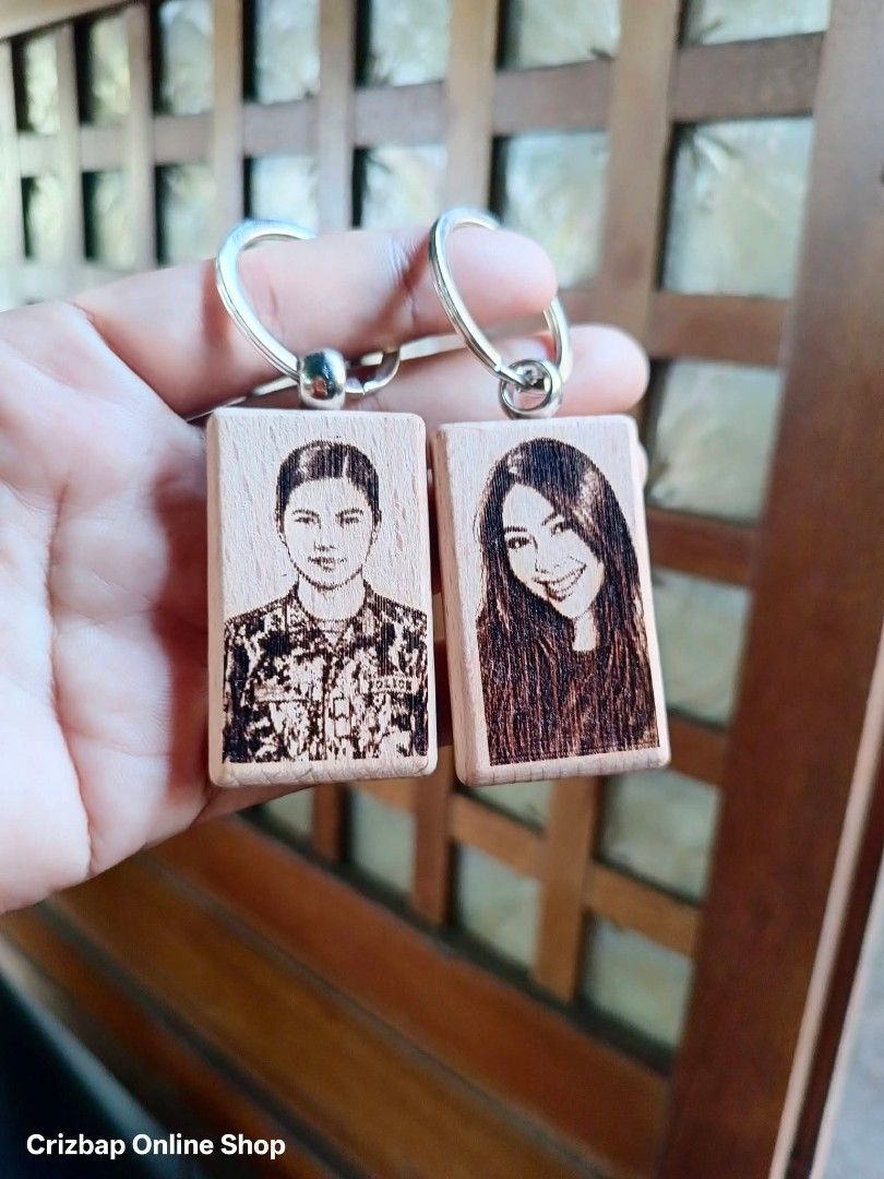 Personalized Laser Engraved wooden keychain (Category: Looking For) located in Naga. Submitted by ms.chona_laser_engraver10 (Listing ID 1471122268, Image 3). Description: laser engraved wooden portrait keychain for Souvenirs, give aways,token,personal use etc..