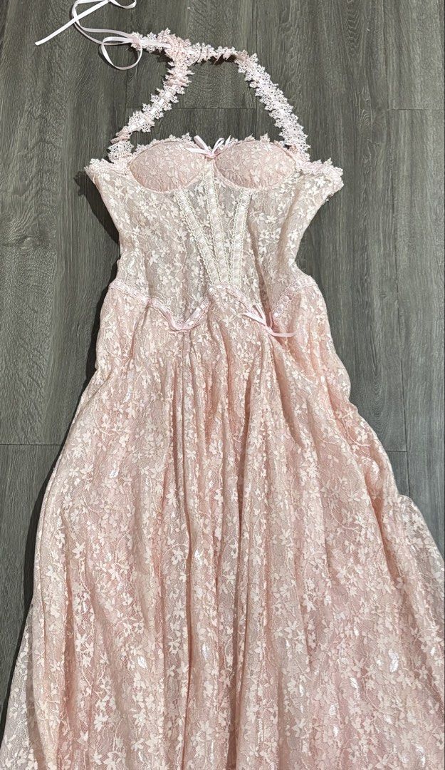 Pink Long Halter Dress (Category: Dresses) located in Angeles City. Submitted by shilohmrn (Listing ID 1471275666, Image 2). Description: Long Halter Dress retail price: ₱1,800 brand name: Vietnam brand size: large (L) - small sizing original price: ₱2,600 condition: brand new/used once mode of payment -gcash -bdo (bank transfer) courier -j&t express .