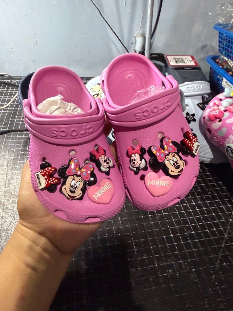 Pink Minnie Mouse Kids Crocs Size C8 (Category: Babies & Kids Fashion) located in Meycauayan. Submitted by twinblessing (Listing ID 1471177679, Image 1). Description: - Pink kids Crocs (Size C8) - Comes with Minnie Mouse Jibbitz charms - Slip-on clog style with heel straps - Bright pink color - Clean and ready to wear.