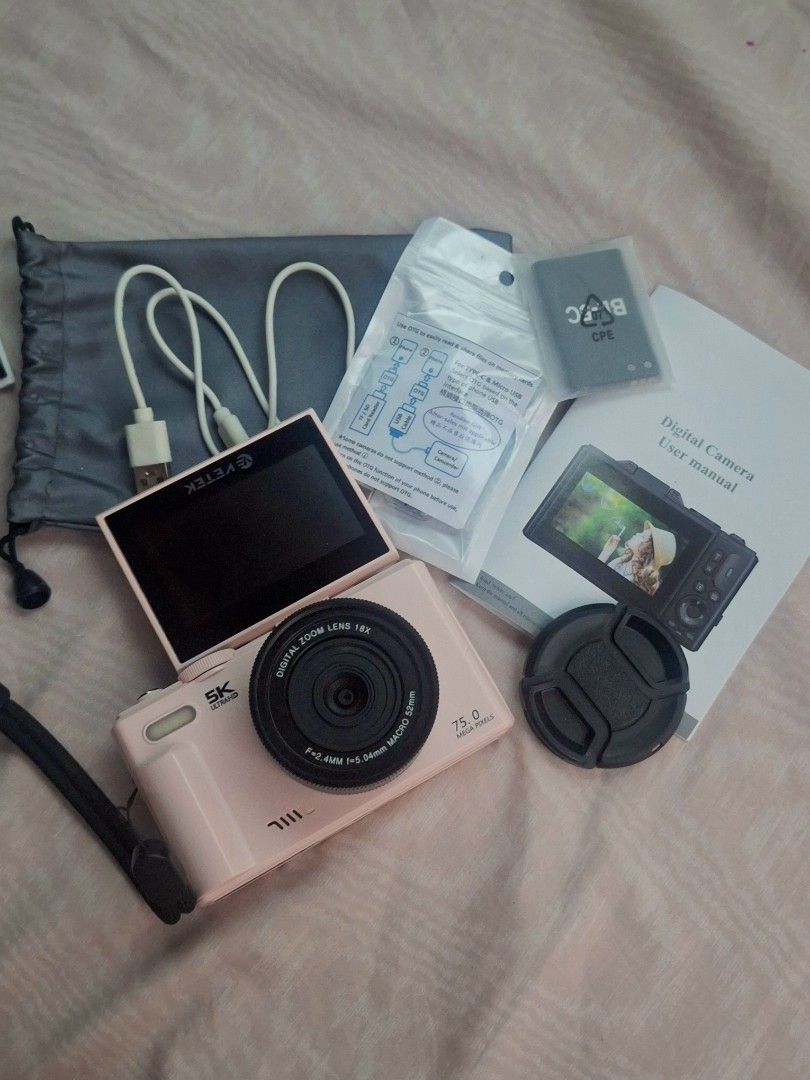 Pink Vetek 8 Digital Camera (5K / 75.0MP) (Category: Cameras) located in Pasig City. Submitted by cashmeree_ (Listing ID 1471217571, Image 2). Description: Selling my pink Vetek 8 digital camera! Great for everyday photo taking, travel & capturing that aesthetic digicam look. 📸✨ RFS: planning to upgrade ​Price & Details: ​Selling Price: ₱2,500 ( Bought for: ₱3k+) ​Condition: Well-maintained, pristine working condition, and no scratches! ​Color: 