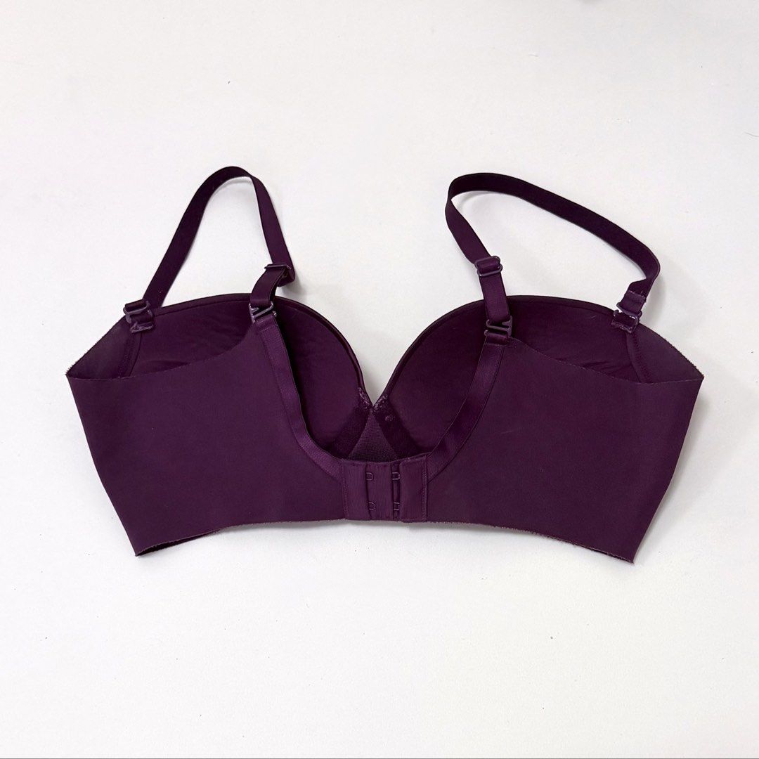 Plum Seamless Push-up Bra [34B] (Category: Undergarments & Loungewear) located in Malabon City. Submitted by k_intimates (Listing ID 1471203184, Image 3). Description: Details: • Size 34B / wireless / push-up • No issues • Plum-colored push-up t-shirt bra featuring molded padded cups and adjustable shoulder straps..