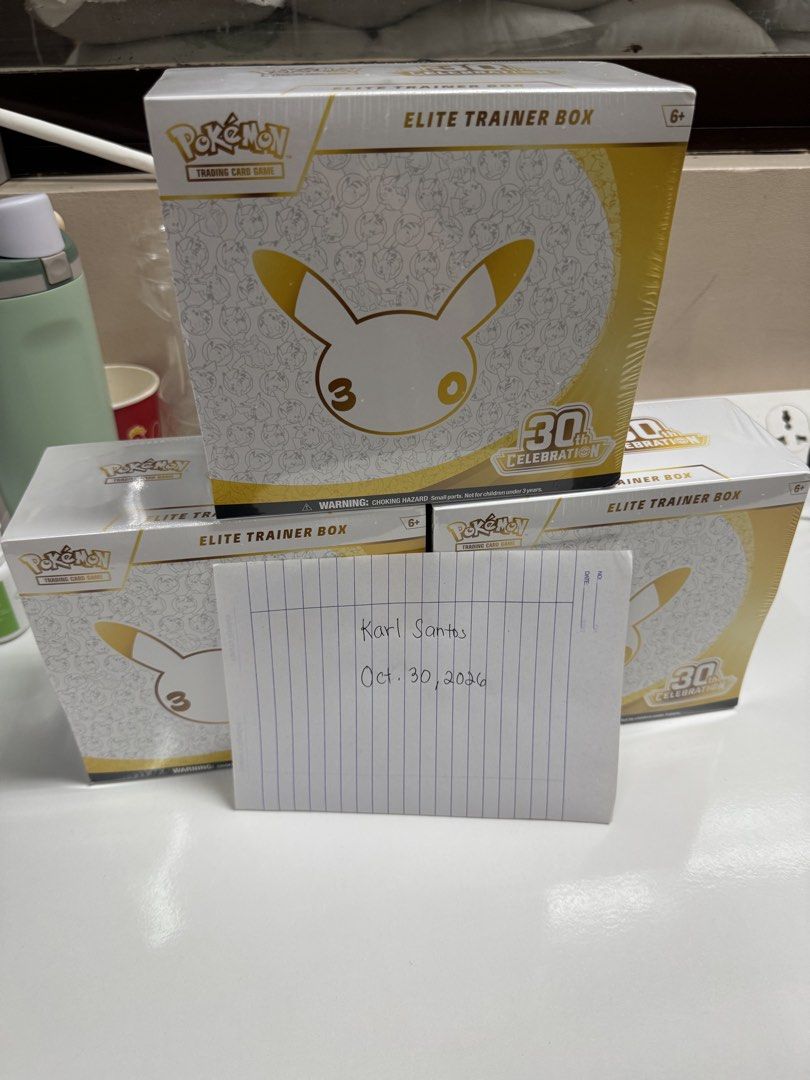 Pokemon 30th Anniversary ETB (Category: Card Boxes & Cases) located in Manila. Submitted by gentle_ksantos (Listing ID 1471239501, Image 1). Description: Brandnew Sealed not Reseal Available: 3 pcs. ETB 3 pcs. KO slight negotiable for 2 or more products pm for sure buyers 📍 Manila 💵 Bank transfer 🚚 Pickup / lalamove / Meet up halfway .