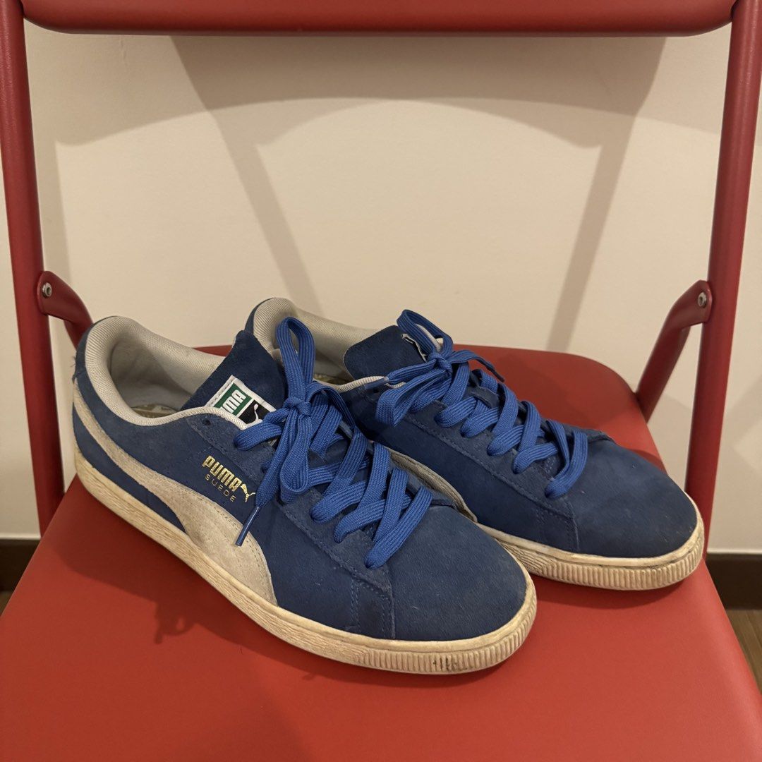 Puma Suede Blue Sneakers Size US 10.5 (Category: Sneakers) located in Malolos. Submitted by ac.arvin (Listing ID 1471151683, Image 1). Description: Price is final/non-negotiable. Legit, w/o box. RFS: Hindi na nagagamit. Shipping to be shouldered by the Buyer. -Brand: Puma - Style: Suede Classic with gold branding - Color: Blue with white formstrip and matching blue laces - Size: US 10.5 / UK 9.5 / EU 44 .