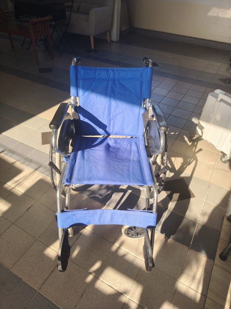 Healthy Design Frame Rainbow Care Folding Wheelchair with Blue Fabric Seat, Health ...