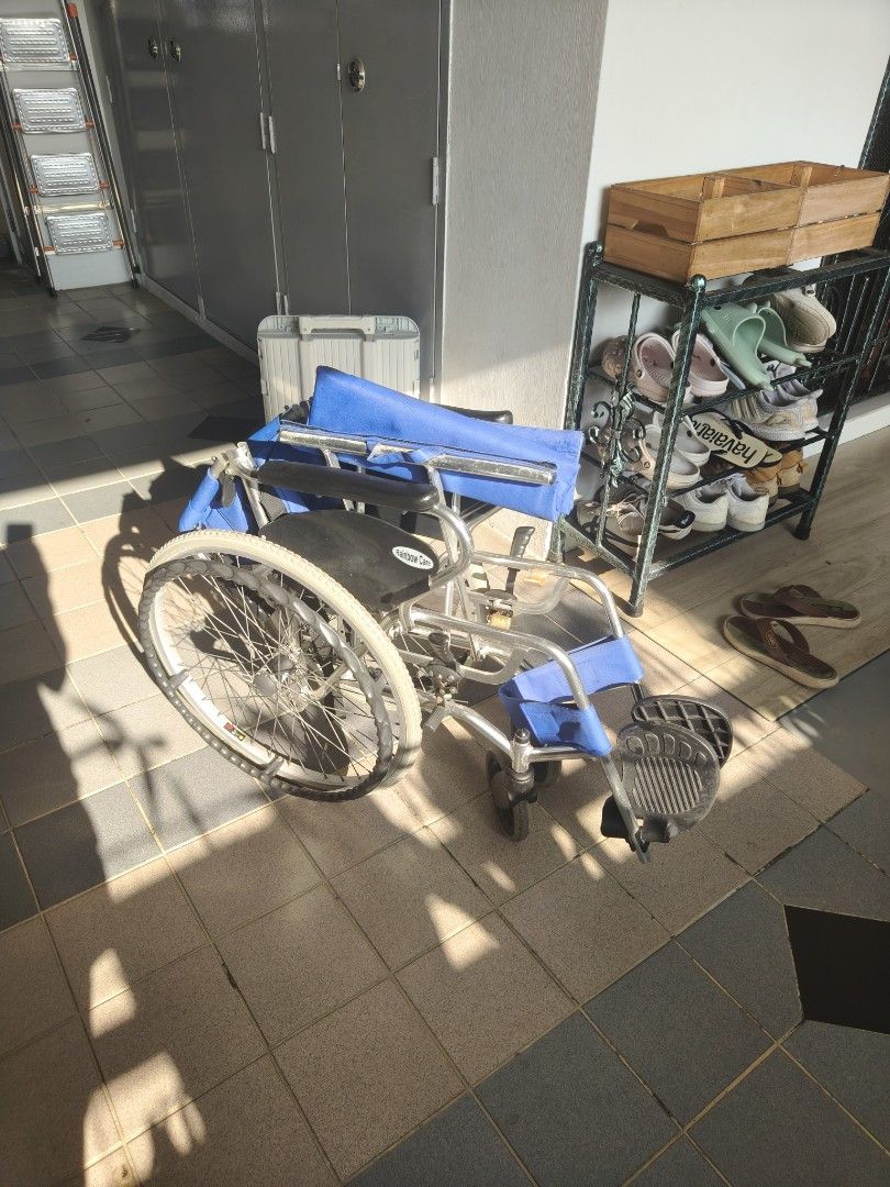 Healthy Design Frame Rainbow Care Folding Wheelchair with Blue Fabric Seat, Health ...