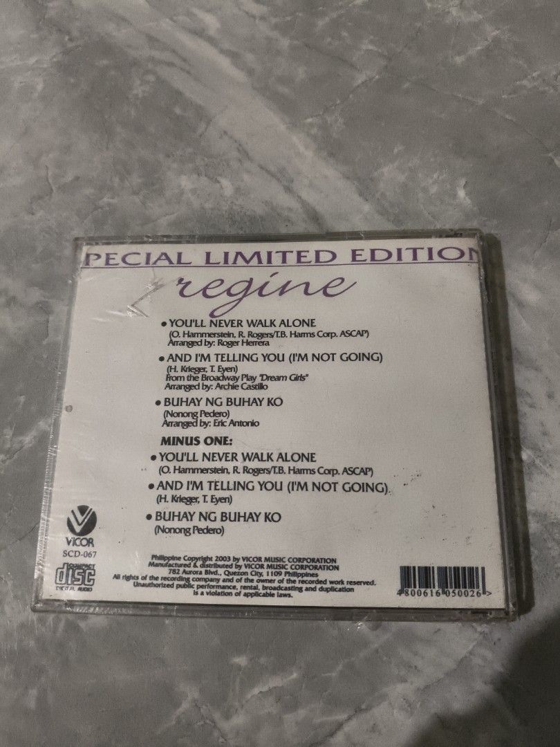 REGINE VELASQUEZ- SPECIAL LIMITED EDITION (Category: CDs & DVDs) located in Manila. Submitted by musiccdshopnew (Listing ID 1471163075, Image 2). Description: .