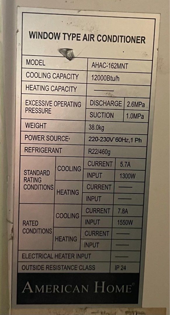 Rush Sale Aircon‼️ (Category: Air Conditioning and Heating) located in Manila. Submitted by russmejia_ (Listing ID 1471195731, Image 2). Description: RUSH SALE AIRCON‼️‼️‼️ Brand: American Home 1.5 HP Model: AHAC 16MNT - All Working, No Issue - Good Condition - No History of Repair - Mabilis Lumamig - Pwede sa Maselan RFS: Upgrade to Split Type • PM for more details! 📍Valenzuela City.