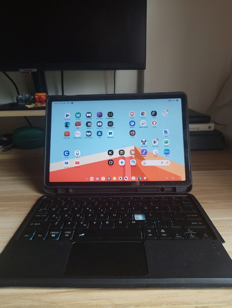 Samsung Galaxy Tab S8 5G (Category: Android) located in Muntinlupa City. Submitted by joseph217 (Listing ID 1471173856, Image 3). Description: Samsung Galaxy Tab S8 5G (8GB / 128GB) + S Pen + 3rd Party Keyboard Case Price: P18,000 Description: Selling my Samsung Galaxy Tab S8 (Wi-Fi + 5G/SIM), bought in 2023. Very well cared for, used strictly for productivity, note-taking, reading, and light streaming (never used for heavy mobile gaming). Screen