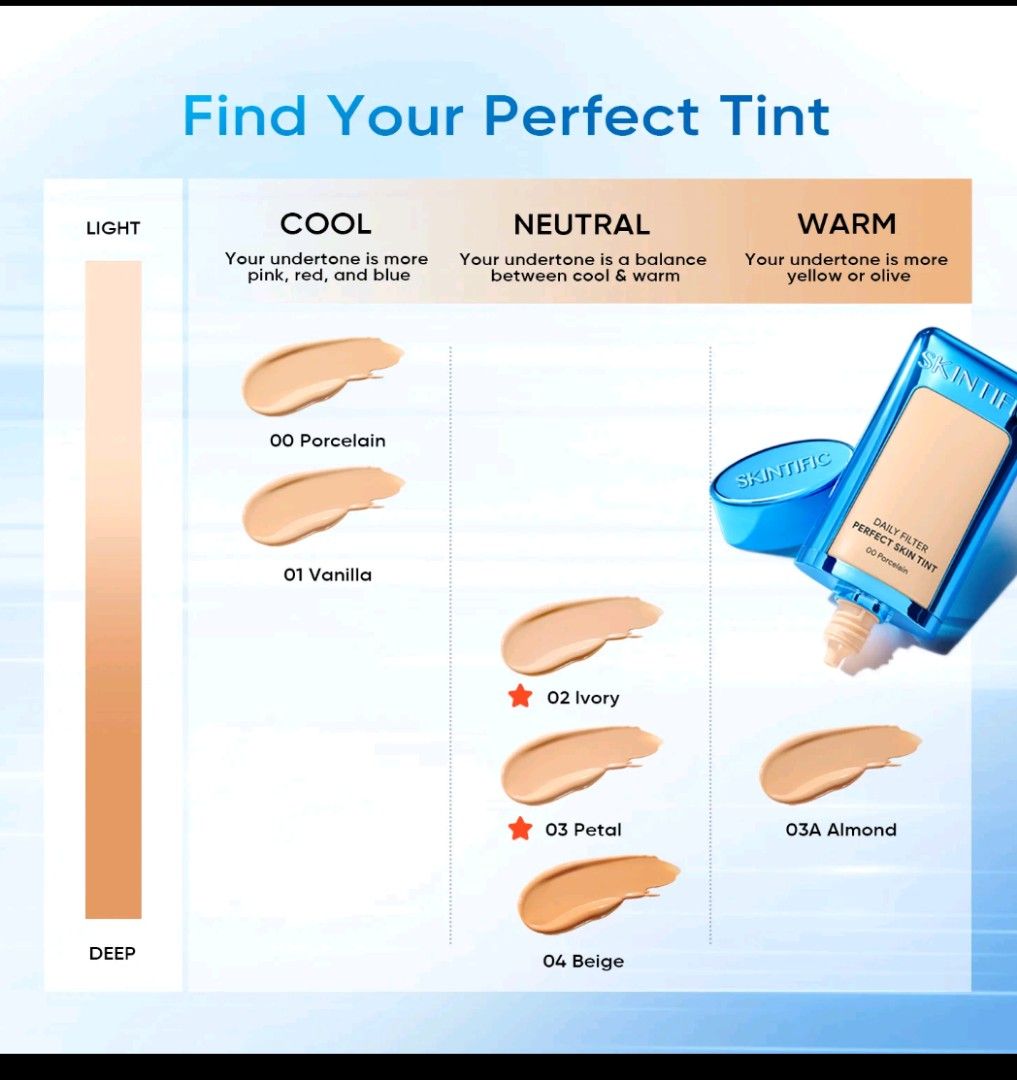 Skintific perfect skin tint (Category: Makeup) located in Butuan. Submitted by rosefinds19 (Listing ID 1471260760, Image 2). Description: available shades: petal vanilla below srp makeups available 💯Authentic and brandnew direct supplier po tayo.