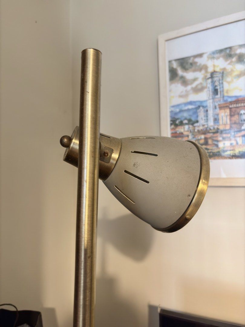 Sleep Floor Lamp in Brass (Category: Lighting) located in Mandaluyong City. Submitted by material_boi (Listing ID 1471200197, Image 2). Description: Bought for almost ₱3K i think. Matangkad to mga nasa 5’3” tall. Perfect for bedroom or accent sa living room. Features two adjustable conical shades, so puwede nyo iposition yung isa pataas, yung isa naman pagilid so maganda siya to have an illusion na well lit yung room nyo and it adds mood. Brass c