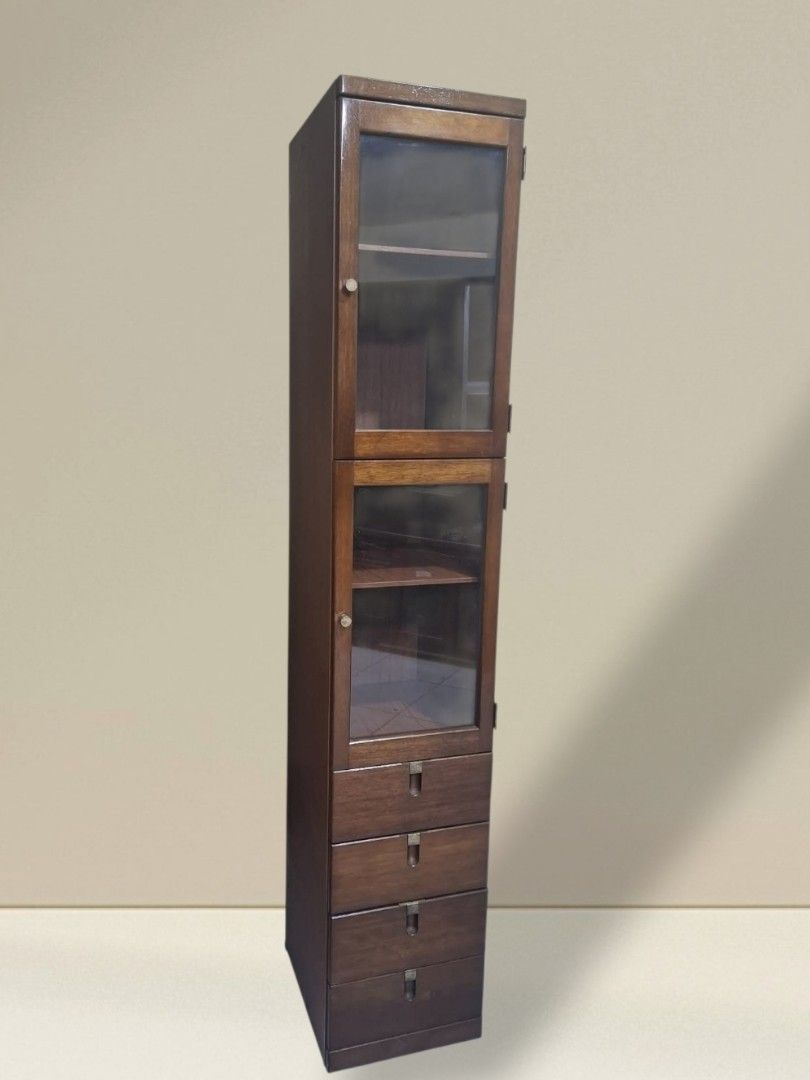 Slim Display Cabinet with Bottom Drawers (Category: Shelves, Cabinets & Racks) located in Quezon City. Submitted by dannikkishoppe2 (Listing ID 1471124105, Image 1). Description: Slim Display Cabinet with Bottom Drawers‼️₱7500‼️ Please manage your expectations as there might be minimal flaws. Color may vary due to lighting, it may appear darker or lighter in person. Check photos first before buying. Please refrain from purchasing if you are parti