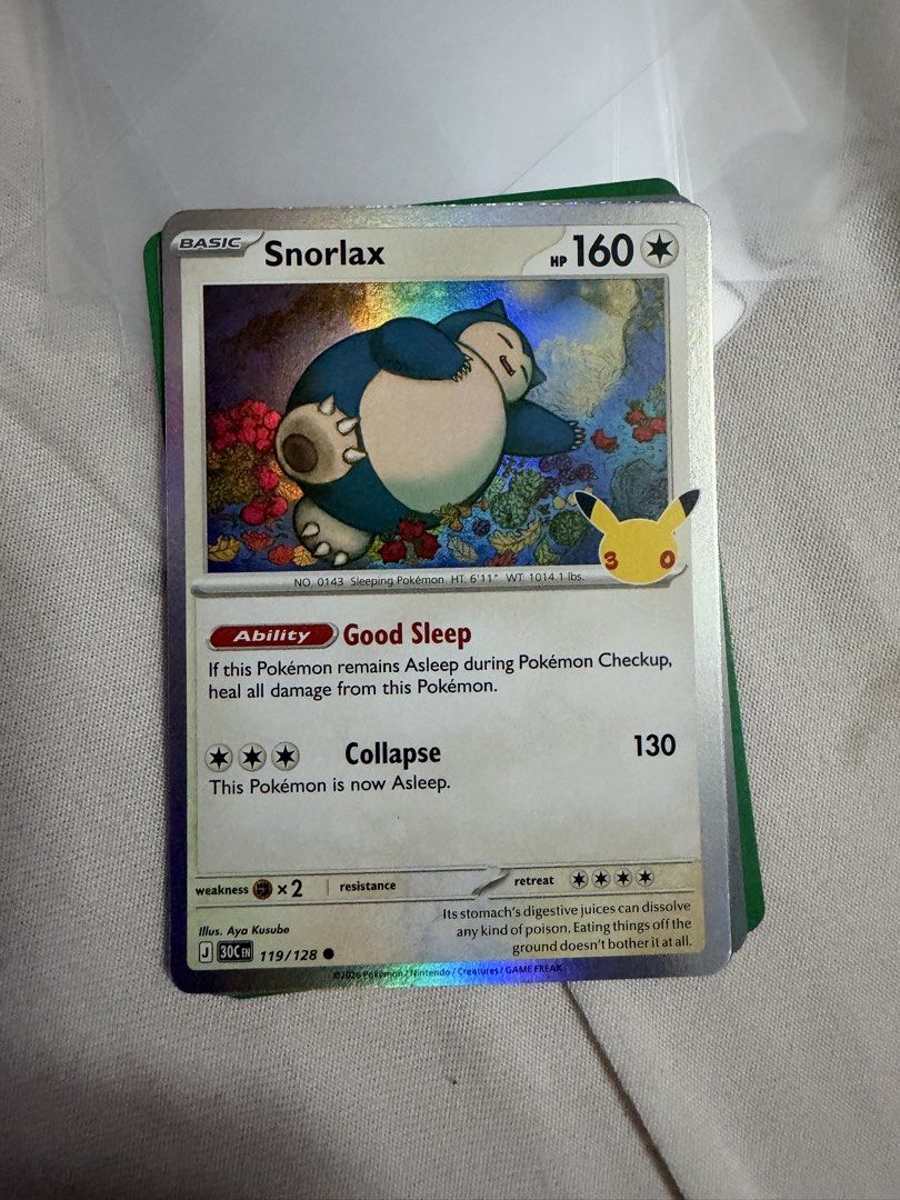 Snorlax #119/128 Pokemon 30th Celebration (Category: Raw Singles) located in Marikina City. Submitted by jpcollectiblesph (Listing ID 1471264023, Image 1). Description: .