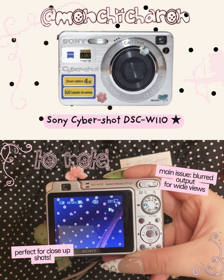 Sony Cyber-shot DSC-W110 (Category: Plushies & Soft Toys) located in Manila. Submitted by monchicharon (Listing ID 1471257982, Image 2). Description: Dingdong, it’s monchicharon! Item for sale ; Sony Cyber-shot DSC-W110 Digicam ★ ❤︎ Price ; 4,000PHP , special price for carousell only! Inclusions ᐢ..ᐢ ; - SD card - Battery - Charger 𓏲ּ𝄢 To note (flaws) ╰┈➤ Slight lcd burn & touchscreen does not work, but does not affect output! ( ᴗ͈ˬᴗ͈)ഒ For mor