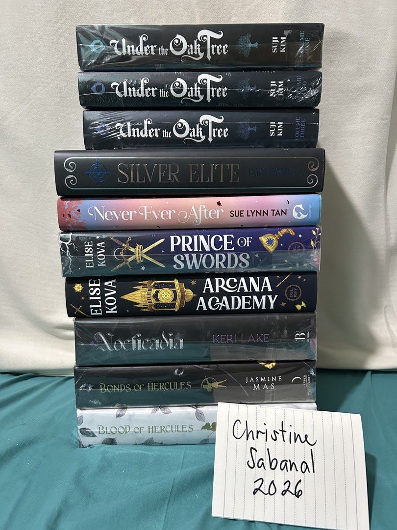 Special Edition Fantasy Books Stack Romance Novels (Category: Storybooks) located in Dumaguete. Submitted by iamgelatine16 (Listing ID 1471150953, Image 1). Description: Under The Oak Tree HB Deluxe (sold as set only; unread) - 4,750 Silver Elite Book in a Box Exclusive Ed (signed;like new) - 1000 Never Ever After FL Edition (like new) - 2,100 Arcana Academy HB Deluxe (sold as set) - 2,100 *Arcana Academy (like new) *Prince of Swords (BN; unread)