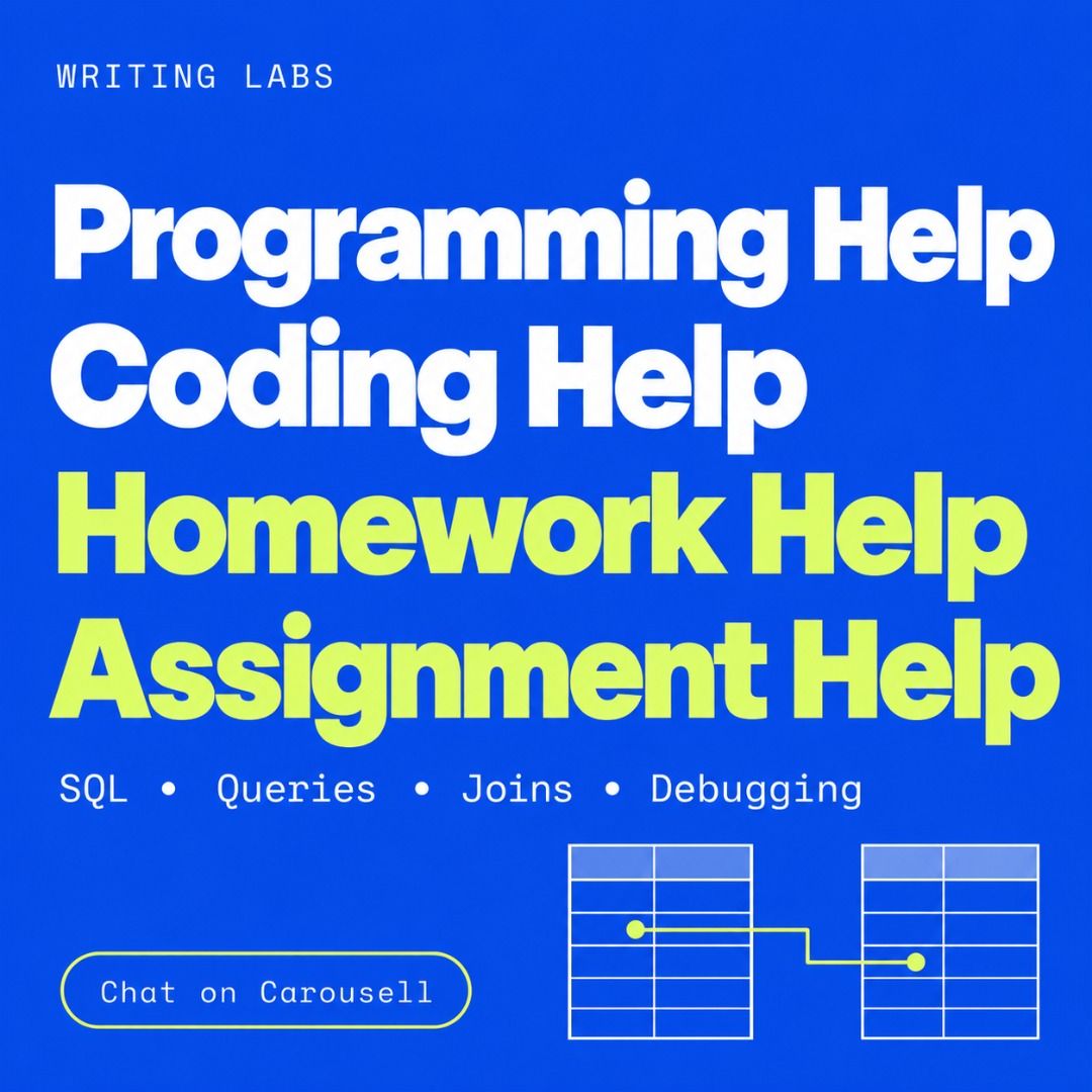 SQL Programming Help | Joins, Queries, Debugging & Review (Category: Professional Skills) located in Singapore. Submitted by writing.labs (Listing ID 1471237733, Image 1). Description: Your SQL query runs, but the rows are not what you expected? Writing Labs helps you trace the query and understand how the result is produced. Focused SQL support includes: • Selecting columns and filtering rows • Understanding joins and matching keys • Checking mi