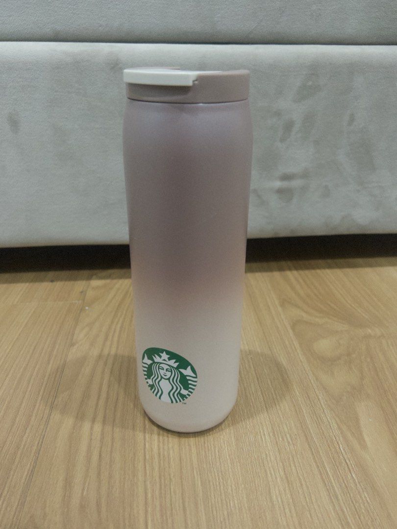Starbucks Pink Gradient Tumbler (Category: Water Bottles & Tumblers) located in Manila. Submitted by extras_bym (Listing ID 1471244712, Image 1). Description: - Authentic Starbucks tumbler - pink to white gradient finish - white and mauve flip lid - Condition note: Minor paint chipping near the base (check photos) .
