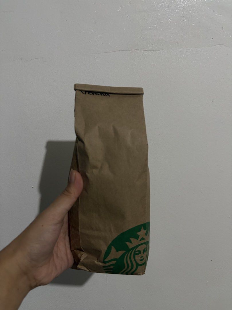 Starbucks Verona Coffee Beans (Category: Beverages) located in Quezon City. Submitted by daniclutter123 (Listing ID 1471217816, Image 2). Description: - Product: Starbucks Whole Coffee Beans (Caffe Verona Roast) - Condition: Brand new, unopened original brown paper packaging - Grams: 200 grams.