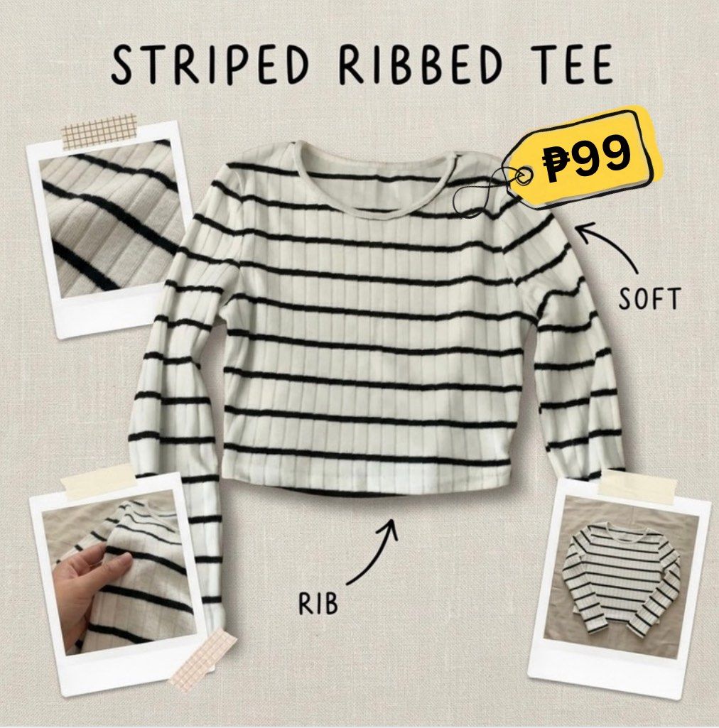 Stripe White Longsleeve Top (Category: Longsleeves) located in Manila. Submitted by _uniefinds (Listing ID 1471276562, Image 1). Description: ୨ৎ MOP: GCash / Maya ୨ৎ MOD: J&T / Lalamove ୨ৎ SF: Shouldered by the buyer ୨ৎ DM me if interested or for inquiries! ♡ 📍 Sta. Mesa 🎀.