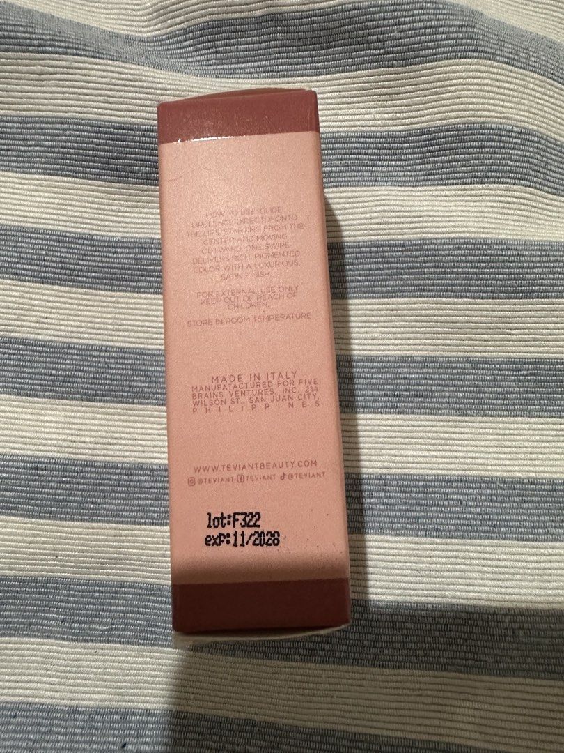Teviant Lipulence in Effortless Refill (Category: Makeup) located in Davao. Submitted by krau_ (Listing ID 1471156843, Image 3). Description: Tried only! Teviant logo still visible. May konteng nick at the tip This is sold in refills only, you have to buy the case! Bought and opened in July 2026z Expiry on box: 11/2028.