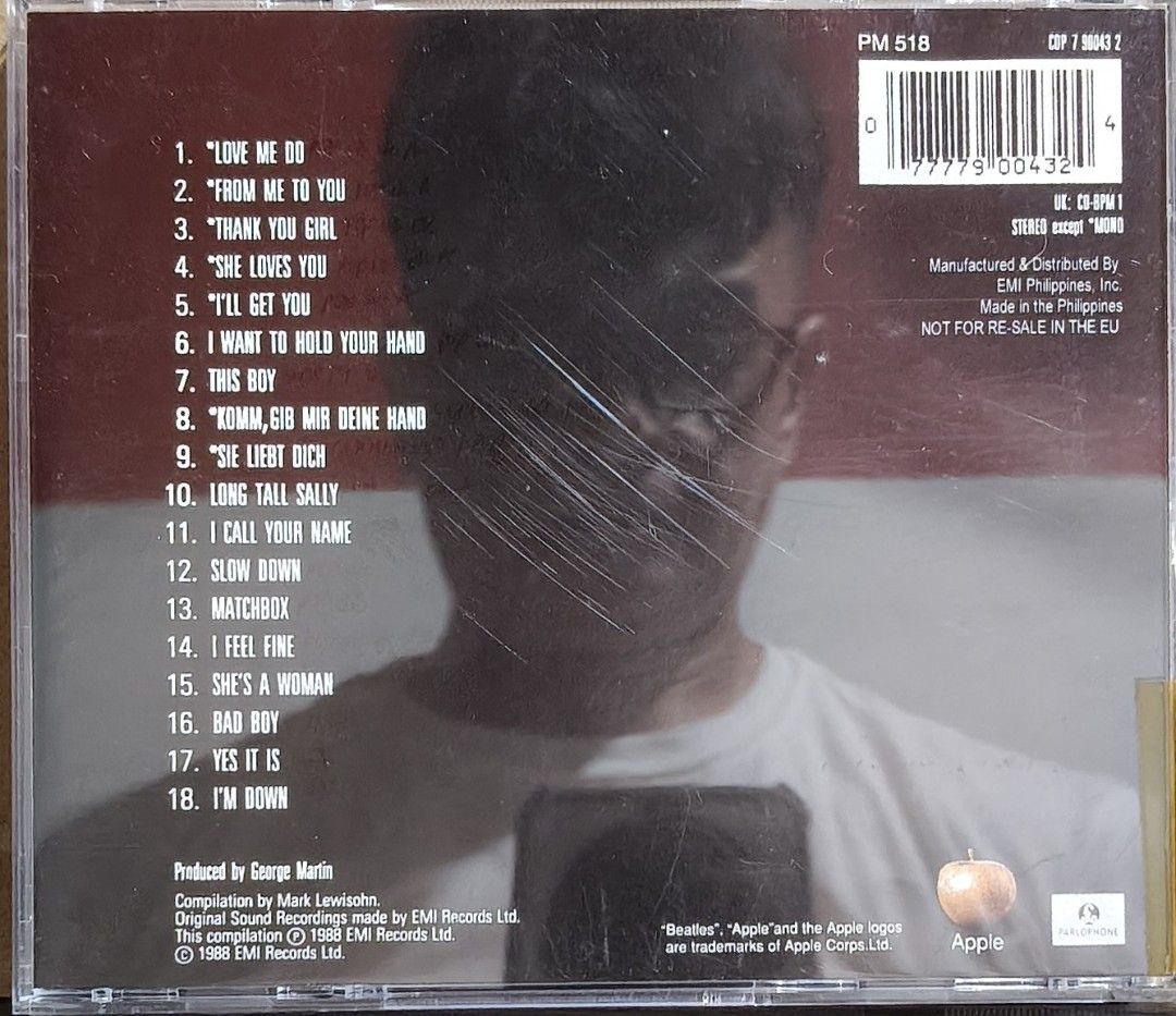 The Beatles - Past Masters Volume One CD (Category: CDs & DVDs) located in Manila. Submitted by ruelcabrer77078 (Listing ID 1471286749, Image 3). Description: - Title: The Beatles Past Masters Volume One Audio CD - Tracklist: Includes 18 classic hits like Love Me Do, She Loves You, and I Want To Hold Your Hand - Label: Official Parlophone release, manufactured and distributed by EMI Philippines, Inc. - Condition/Packaging: Standard jewel case wit