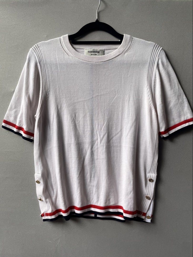 Thom Browne RWB Ribbed Top (Category: Shirts) located in Butuan. Submitted by prestigephilippines (Listing ID 1471196846, Image 1). Description: Women Very good condition Color rate 9.7/10 Size medium - semi large No issue Shipping worldwide 🌍.
