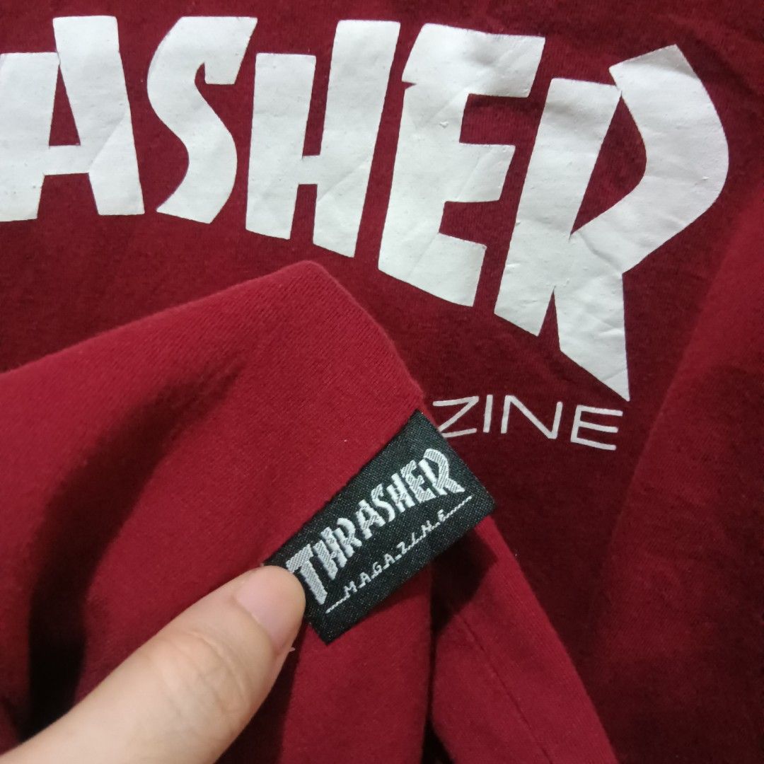 THRASHER Graphic Shirt Maroon (Category: Tshirts & Polo Shirts ) located in Caloocan City. Submitted by jaychingsss (Listing ID 1471258308, Image 3). Description: Thrasher Maroon Shirt - 150 21x25 Color Rate: 9.5/10 No issue NEED WASH.
