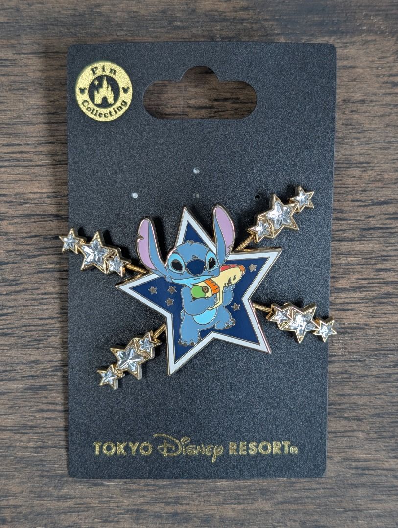 Tokyo Disney Resort Stitch Pin with Rhinestone Shooting Stars, Toys ...