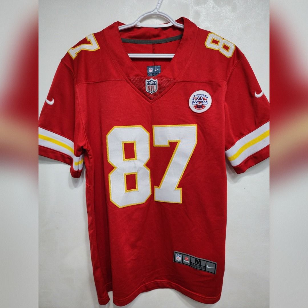 Kelce #87 Kansas City Chiefs NFL Jersey Red Medium (Category: Activewear) located in Davao. Submitted by stephcurry30_30 (Listing ID 1471165216, Image 3). Description: DM for more details. Size by tag: Medium Actual Dimes: see pictures.