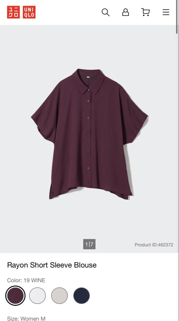 Uniqlo Rayon Short Sleeve Blouse (Category: Blouses) located in Manila. Submitted by chicosstudio (Listing ID 1471248976, Image 1). Description: Location: Cubao.