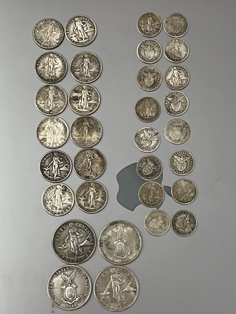 US Philippines Vintage Silver Coins Lot (Category: Currency) located in Pasay City. Submitted by hansellyyyy (Listing ID 1471145253, Image 1). Description: These are US-Philippine Commonwealth silver coins — a classic series minted from 1903 to 1945 under American administration in the Philippines 🇵🇭🇺🇸 🪙 US-Philippine Commonwealth Silver Coins — Complete Set 📝 Item Details • Origin: US Administration / Commonwealth of the Philippines • Year