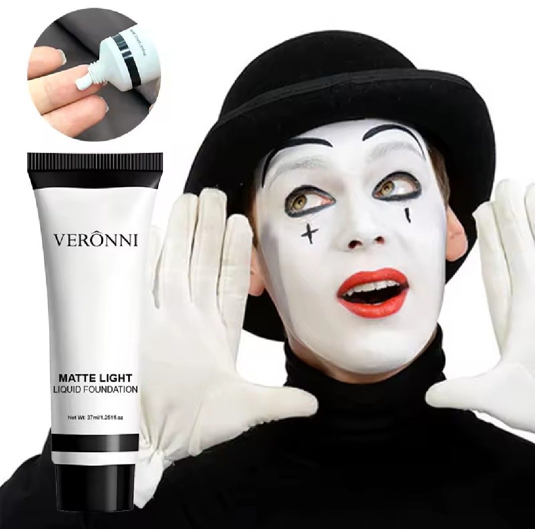 Veronni Matte Light Liquid Foundation White Makeup 37ml (Category: Makeup) located in Manila. Submitted by ar.gel (Listing ID 1471140853, Image 2). Description: - Shade: Pure White - Net Weight: 37ml per tube - Finish: Matte and lightweight - Perfect for: Cosplay, Halloween makeup, body painting, or mixing with regular foundation to lighten shades - Texture: Spreads smoothly on skin - Packaging: Comes with original outer box - Condition: Brand ne