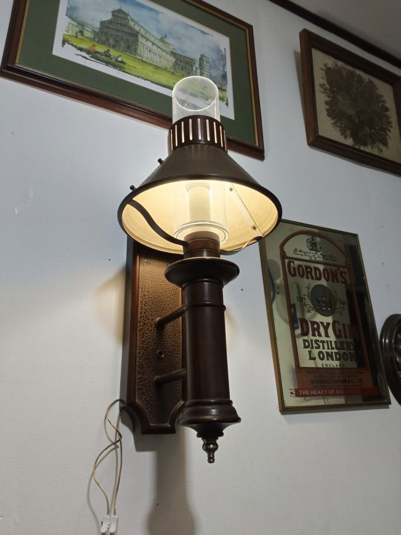 Vintage Wall Lamp/Scones (Category: Lighting) located in Manila. Submitted by gieboy65 (Listing ID 1471228266, Image 1). Description: Rustic Wall Lamp/ Scones Body is made of Narra Wood.. Aluminum Shade with Fiberglass Tube E14 Bulb 💡 Brown Crackled Finished Excellent Vintage Shape and Lighting Condition see Photos for References location Brgy Rizal Makati/Taguig MOP Gcash or Cash upon pick up.